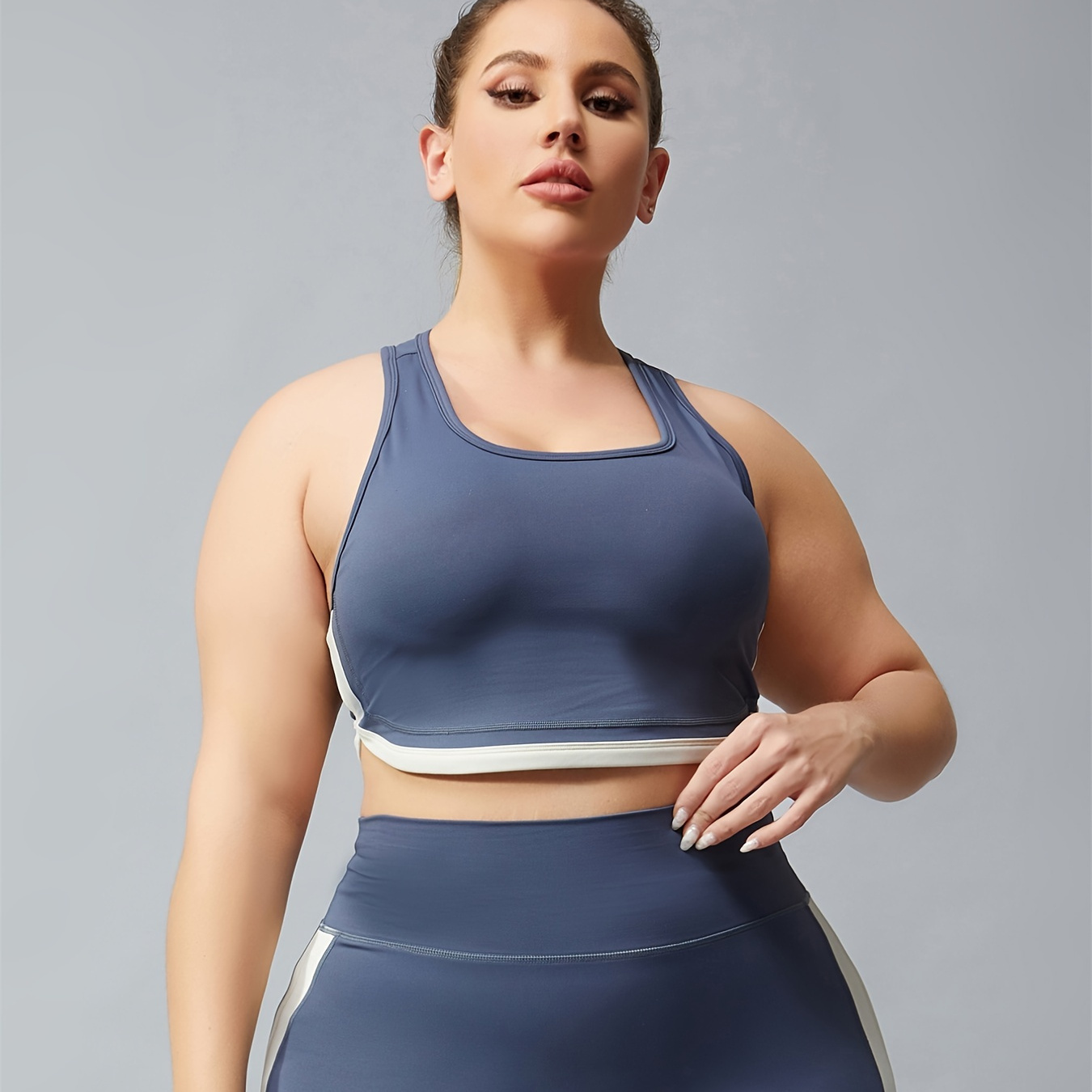 Plus Size Sports Top, Camiseta Deportiva De Mujer De Talla Grande Con  Cuello Redondo Jaspeado De Manga Corta Con Recorte Retorcido En La Espalda  De Al