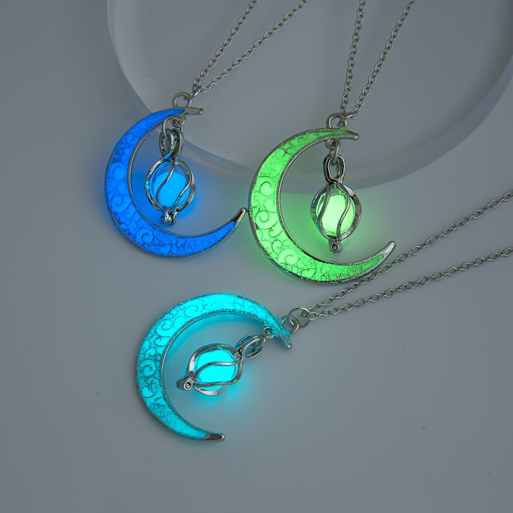 

Moon Pendant Necklace Glowing In The Night Adjustable Neck Chain For Women Party Clothing Outfit Jewelry Accessories Valentine's Day & Christmas Gift