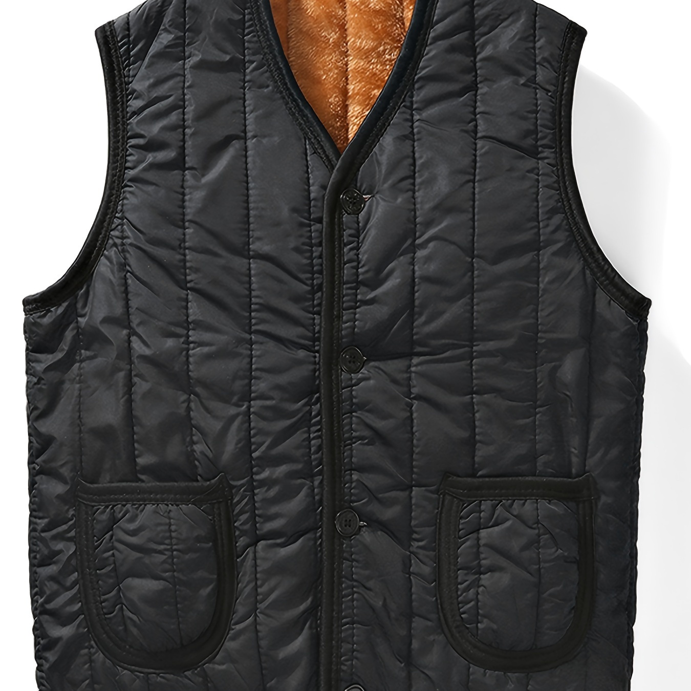 Men's Vneck Pocket Vest, Fleece Warm Vest For Autumn And Winter Clothing, Shoes & Jewelry Temu