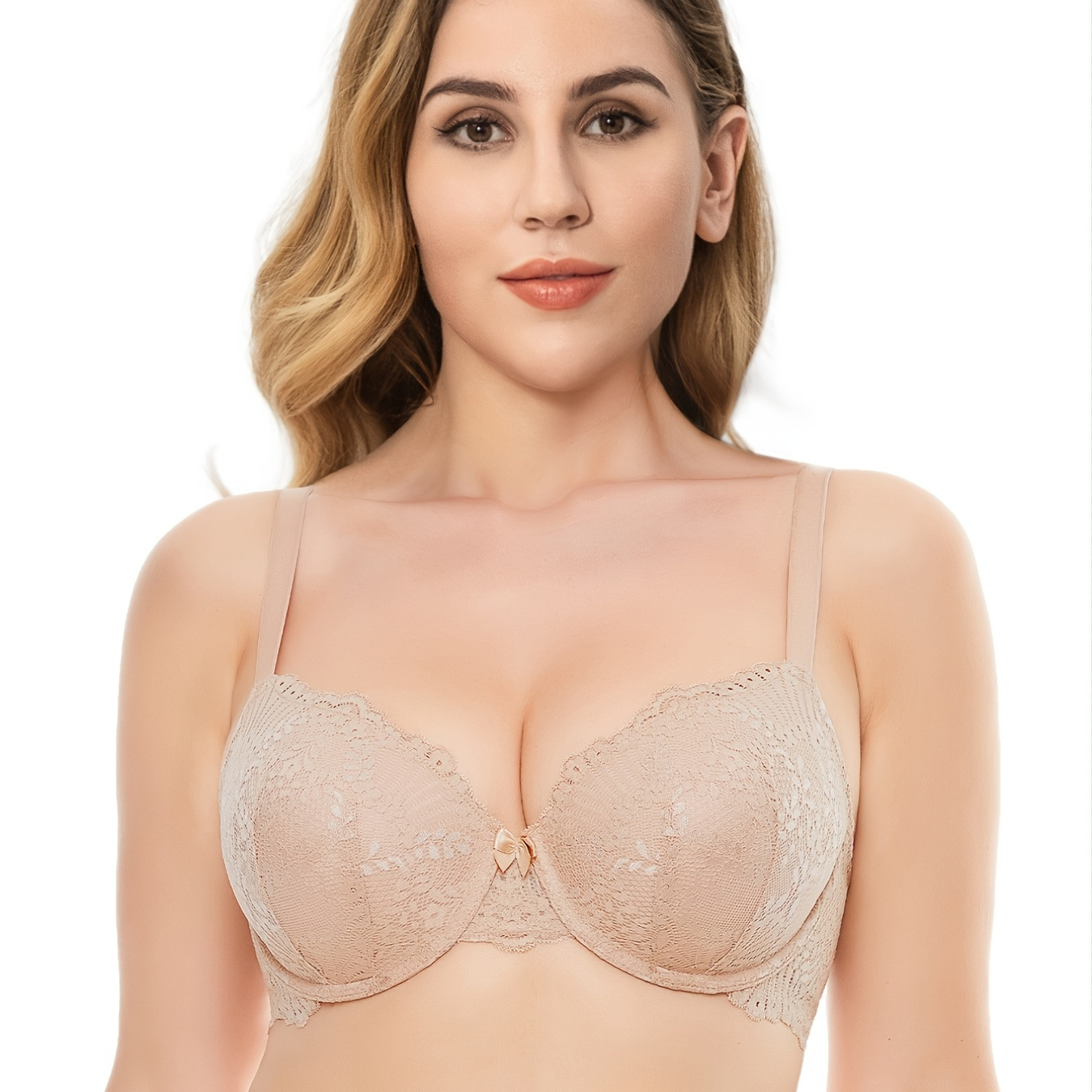 Plus Size Women Push Up Bra Lace Comfort Padded Bra Brassiere Plunge 