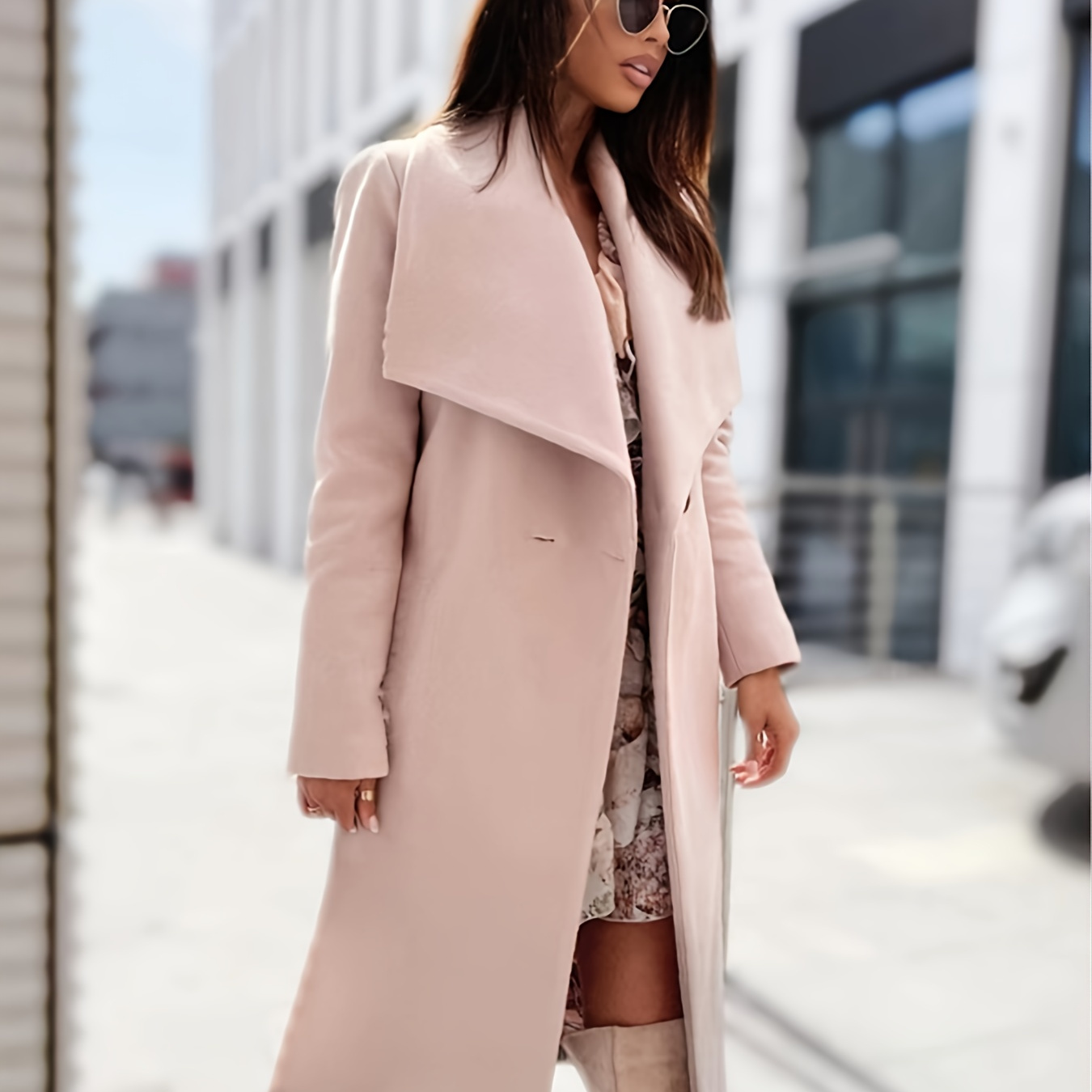 dusty pink long coat