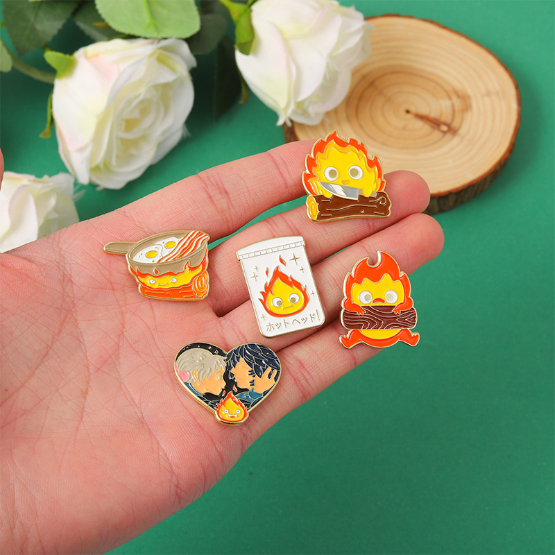 Anime Enamel Pins Set Angry Wood Fire Elf Demon Calcifer - Temu