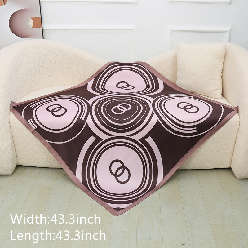 Matte Silk Print Circle Double Ring Scarf