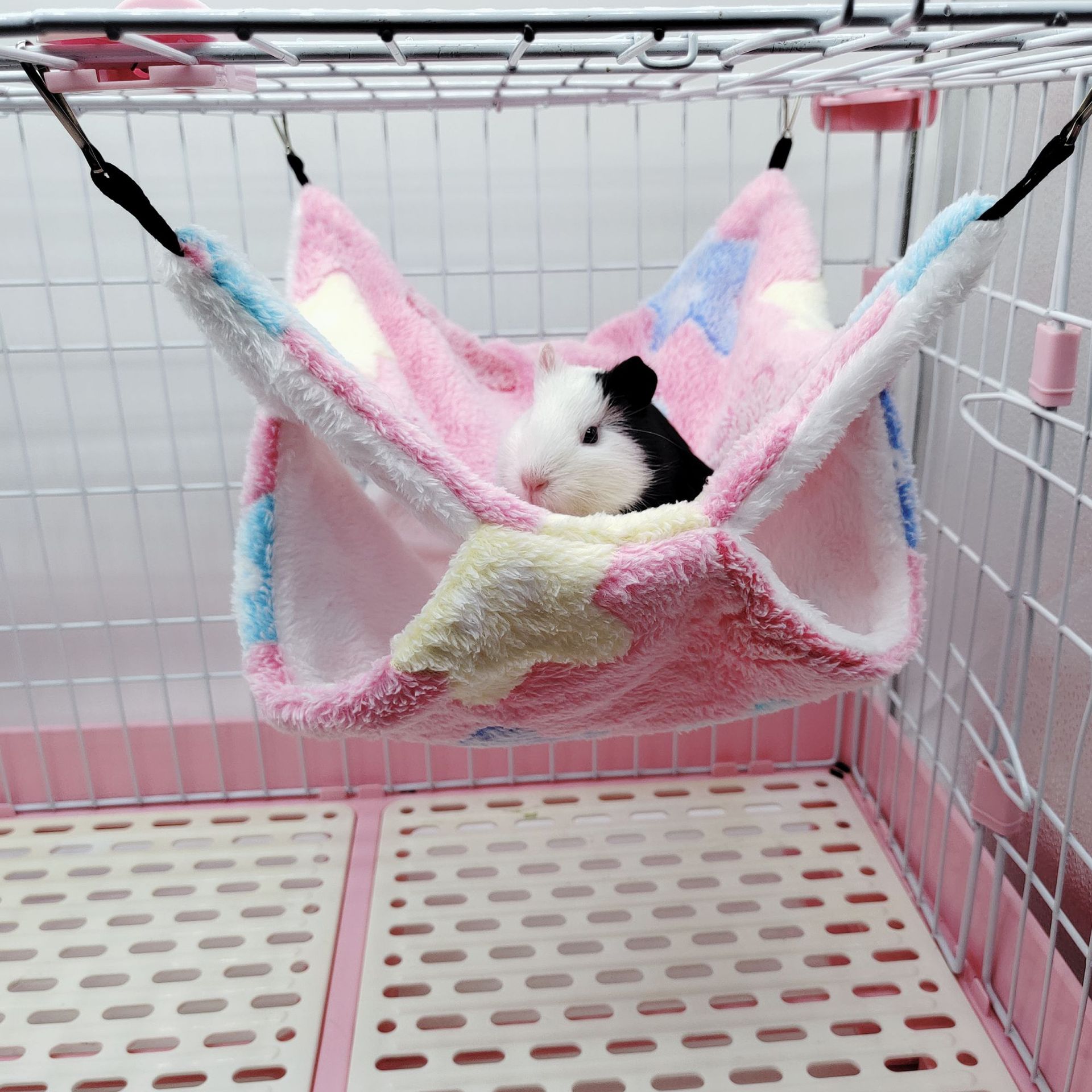 cozy hanging bed for guinea pigs, rats, hamsters, and ferrets - soft and comfortable cage accessory for your furry friend s 7 87 7 87in starfish   0