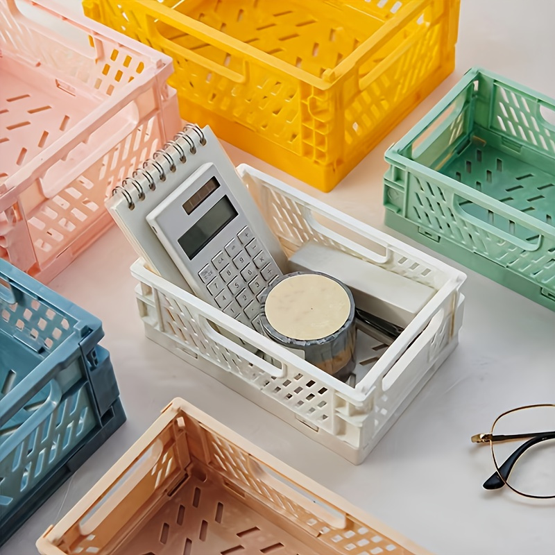 Mini Cajas Plástico Plegables Cesta Plegable Papelería Cinta - Temu