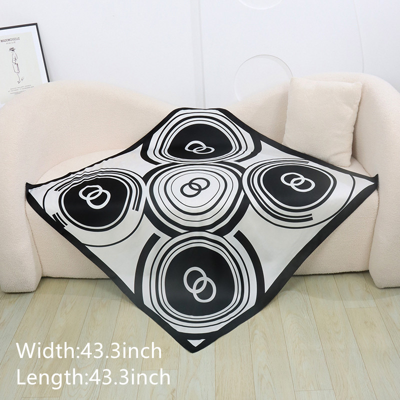Matte Silk Print Circle Double Ring Scarf