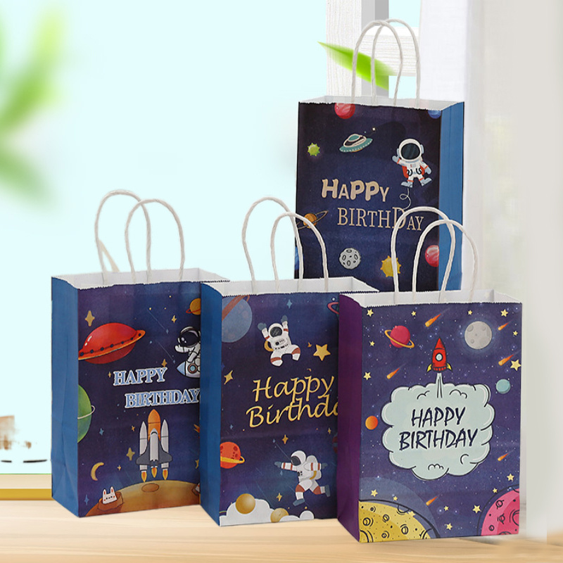 Pack de 12 bolsas de feliz cumpleaños, 21 x 15 x 8 cm bolsas de