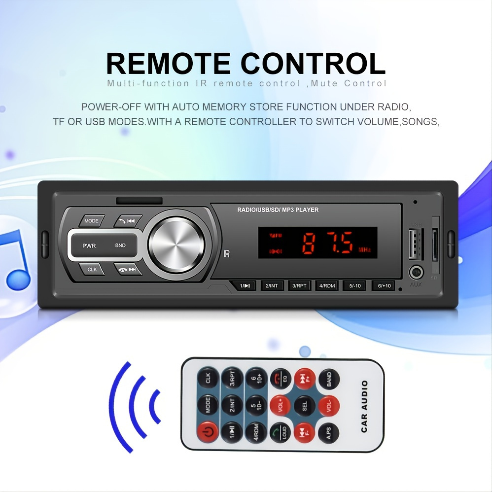 1 Din Car Stereo Radio In Dash Fm Aux Input Receiver Sd Usb Mp3 Player