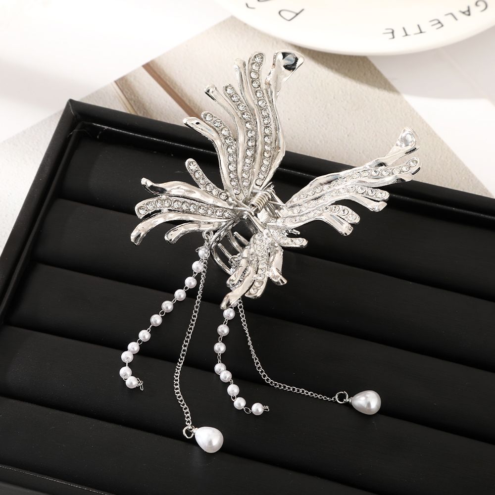 Rhinestone Butterfly Pearl Tassel Hair Clips Strong Hold Grip Hair Jaw Clip  For Thick Hair Accessories For Beach Daily Party - Beauty & Personal Care -  Temu