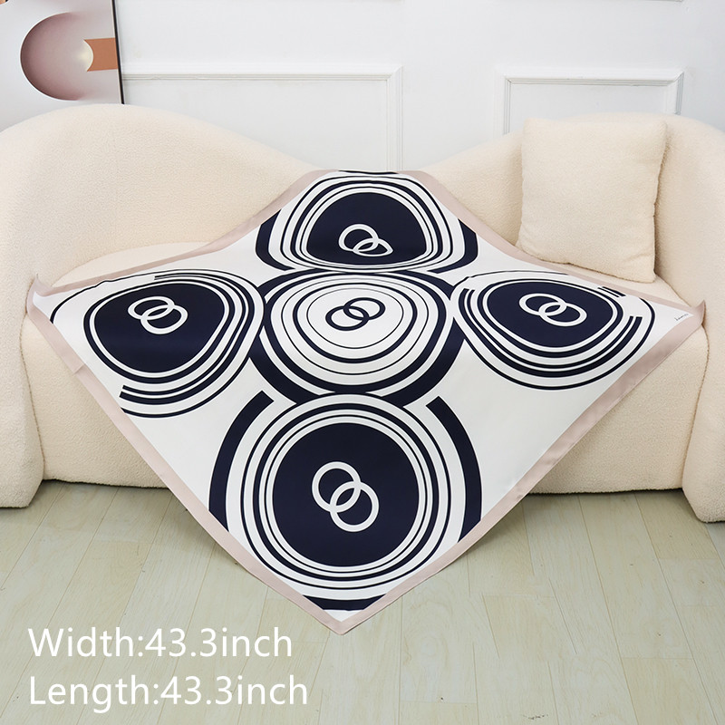 Matte Silk Print Circle Double Ring Scarf