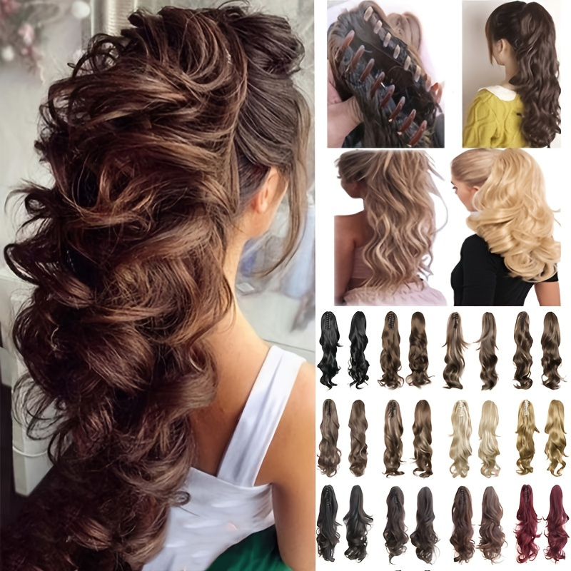 Womens Claw Thick Wavy Curly Short Ponytail Horsetail Clip Hair Extensions Mannequin  Head Stand Tripod Head Included Mannequin Hands for Hair Practice Curly  Hair Practice Head Clips for Curly Hair 