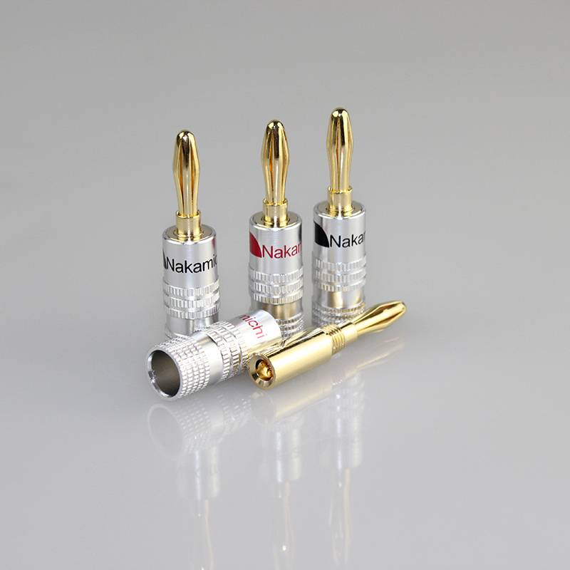 ASHTEC Gold Plated Speaker Banana Plugs – 4-Pack, 14AWG, For Home Theater & Amplifiers