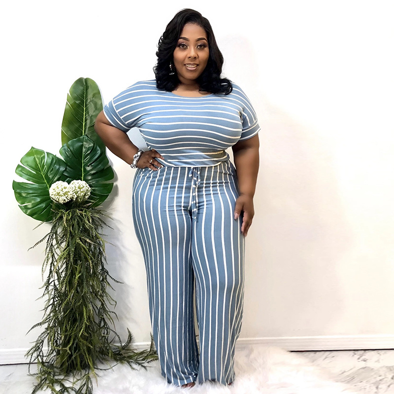 Plus size deals striped jumpsuit