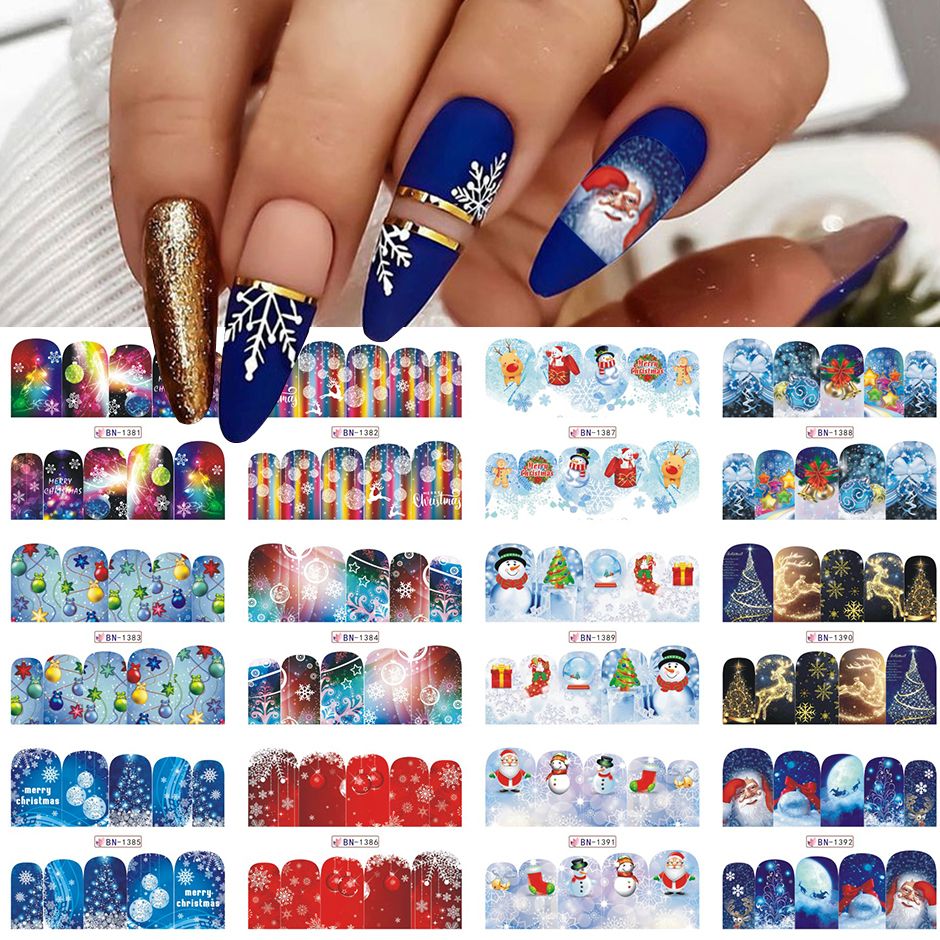 Christmas Nail Art Stickers Snowflake Nail Decals Water Transfer Winter Nail  Stickers Colorful Snowman Reindeer Bell Merry Christmas Nail Tattoo Stickers  For Women Girls | Don't Miss These Great Deals | Temu