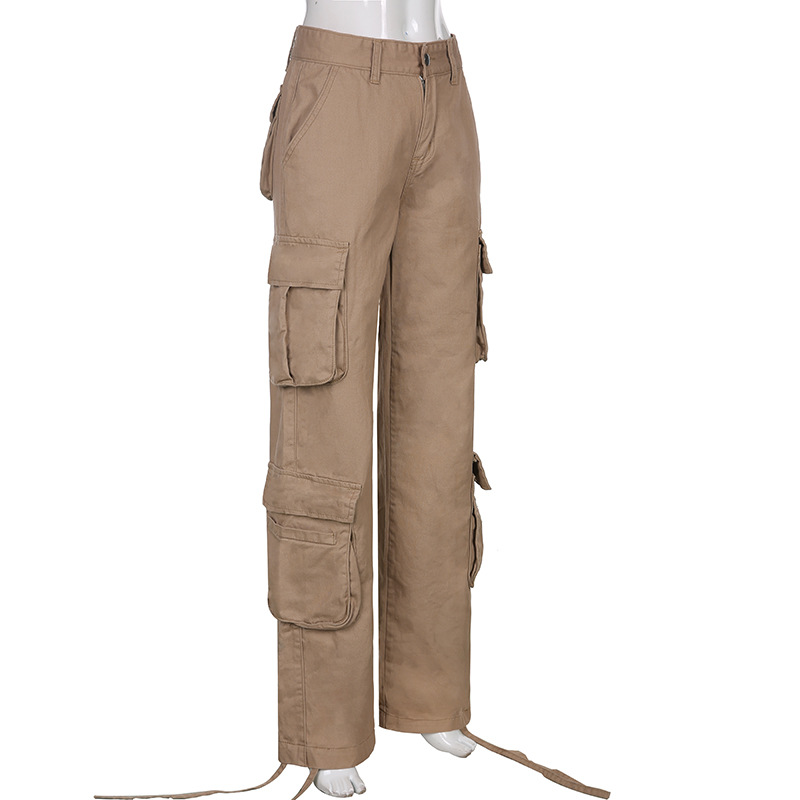 Pantalon Cargo Femme Pantalon Cargo Baggy Adolescent Y2K Pantalon Cargo  Taille Haute Pantalon Large Jeans Femme Pantalon Cargo Hip Hop Années 90  Poches Streetwear(Size:Grand,Color:Blanc) : : Mode
