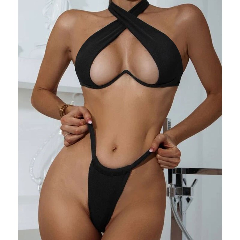Heart-shaped Cross Cut Out Push Up One Piece Swimsuit