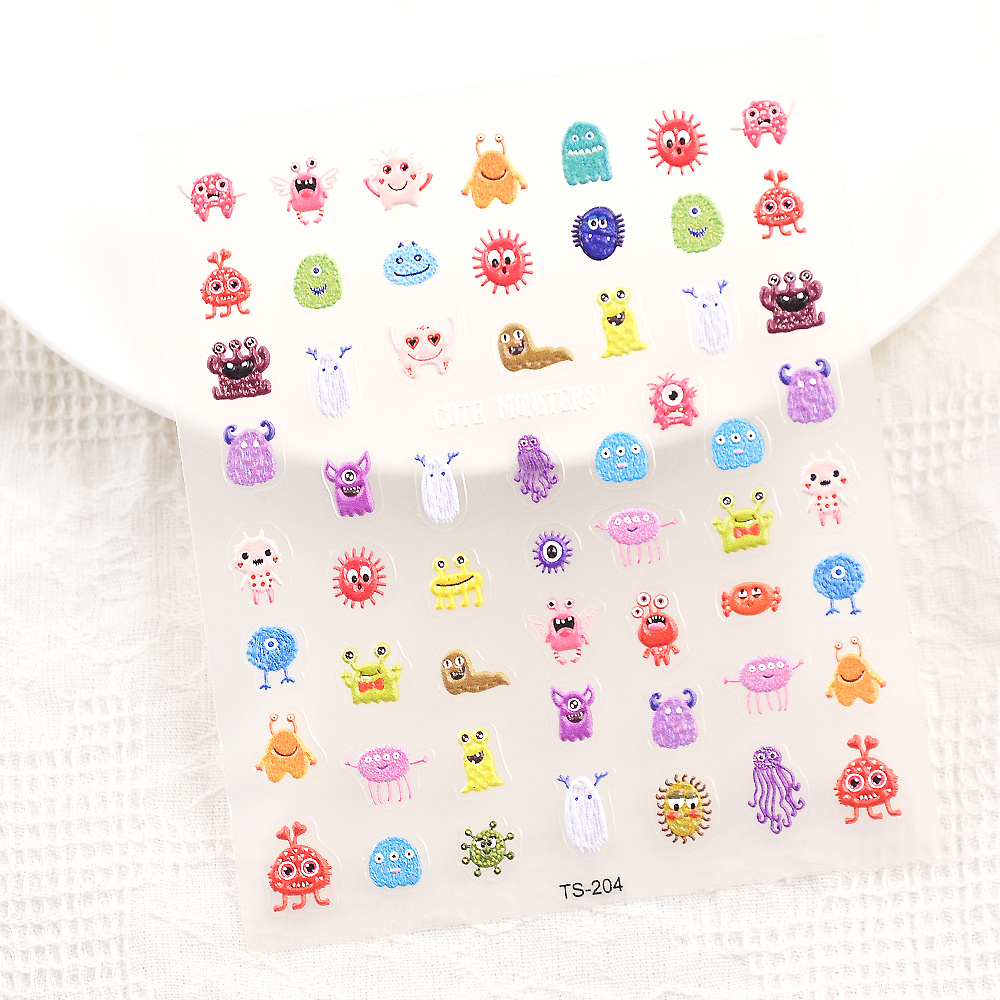 Monsters 5d Nail Stickers Back Glue Nails Stickers Designs Slider Diy Manicure Sliders
