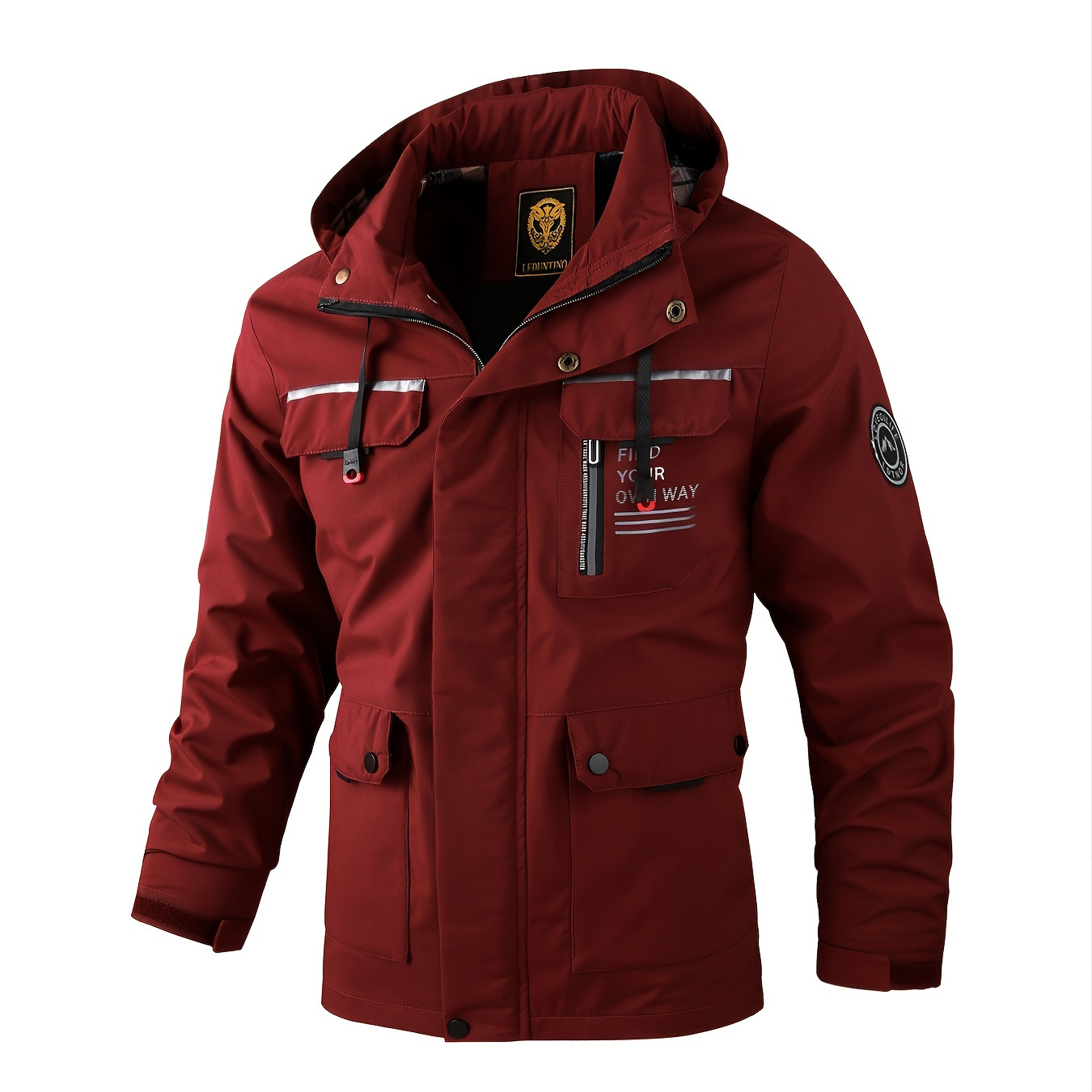 Men's New Letter Print Baseball Jacket, Autumn Winter Outdoor Waterproof Sports Jacket