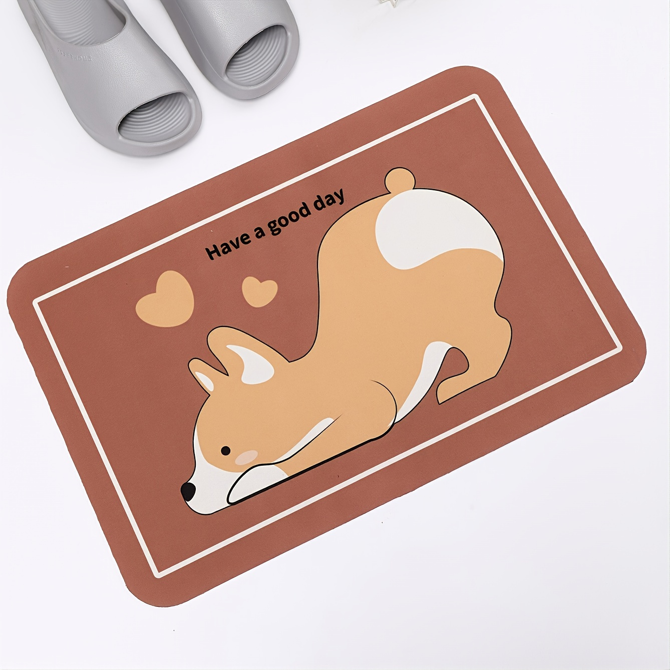 Cartoon Cute Animal Pattern Silica Gel Mud Mat For Floor, Dog Shaped