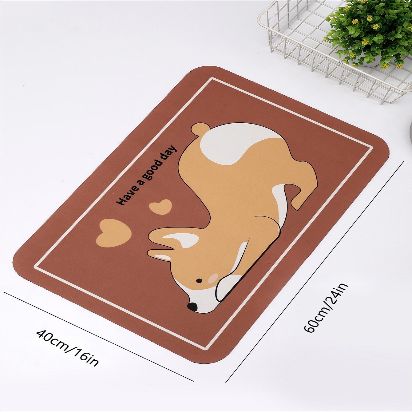 Cartoon Cute Animal Pattern Silica Gel Mud Mat For Floor, Dog Shaped