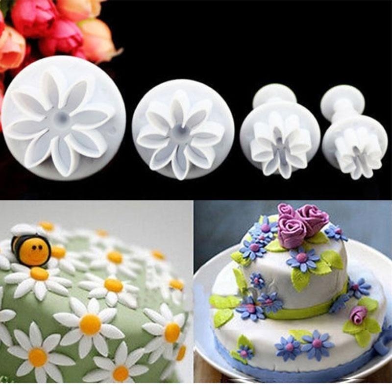 4pcs fondant molds flower shaped cookie molds diy cake   baking tools kitchen gadgets details 4