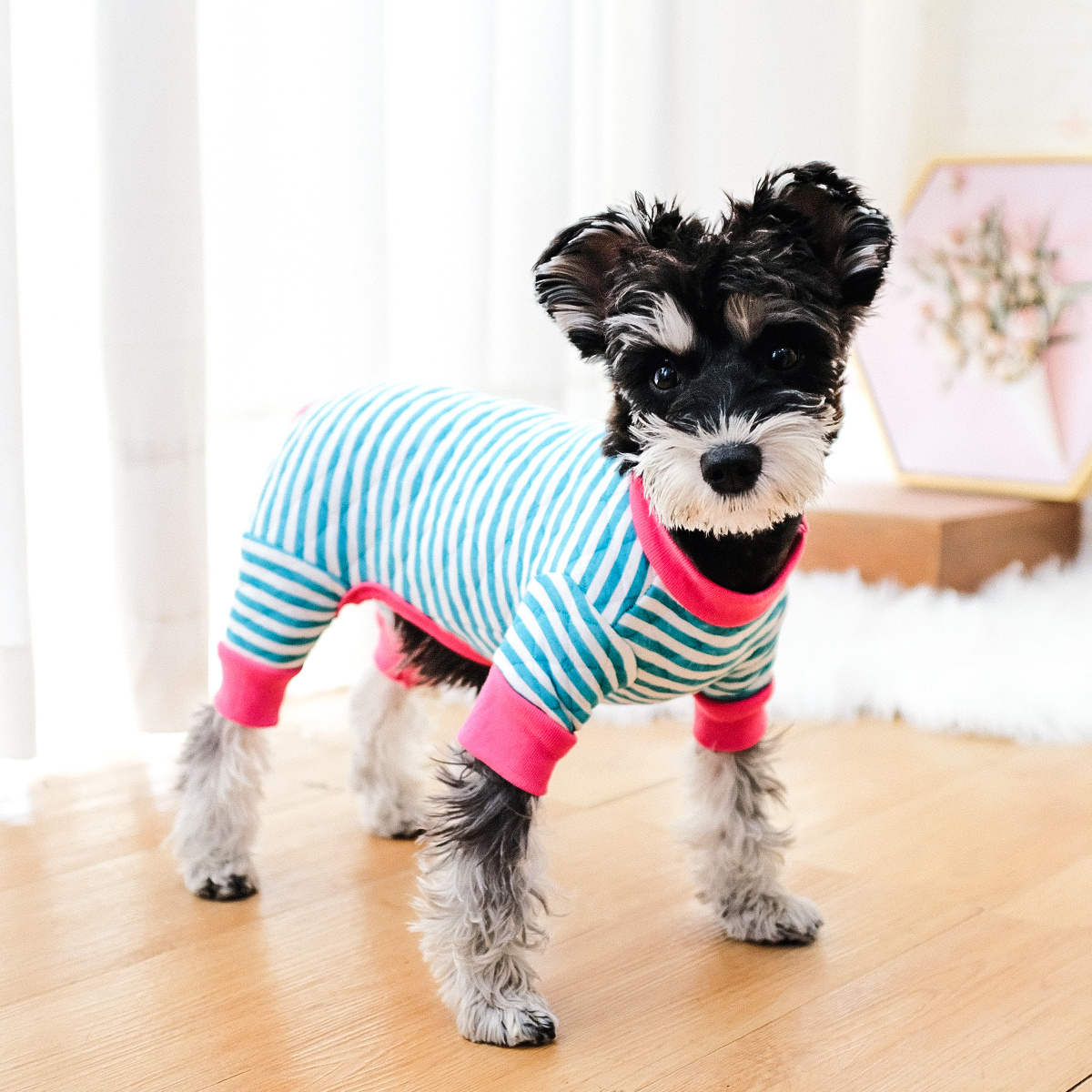 Striped Pet Pajama Jumpsuit Winter Clothes For Pets