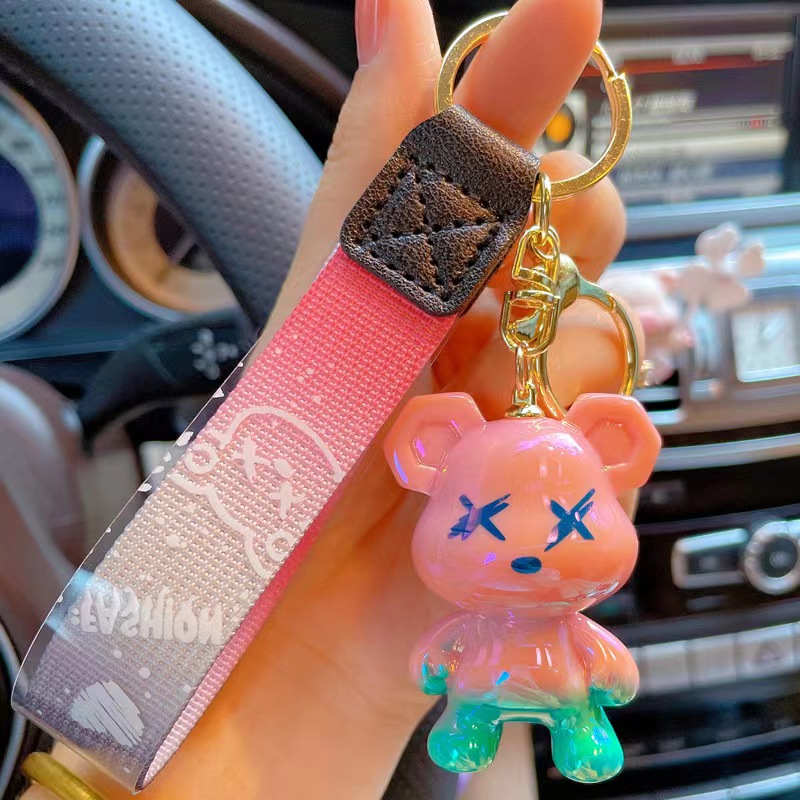 Cute Key Chain Gift Backpack Charm Couple Cartoon Bear Bag Key Chain Women  Men Car Key Ring