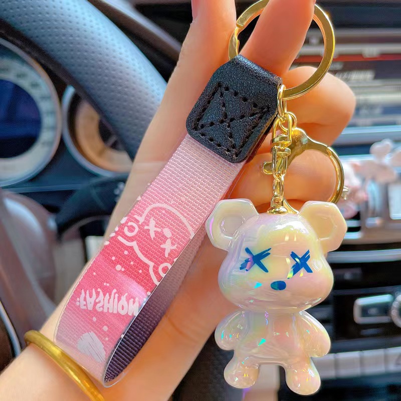Cute Keychain Backpack Charms Cartoon Bear Keychains Bag Keychains Wristlet  Bracelet Key Ring Car Key Charms For Women - Temu Bahrain