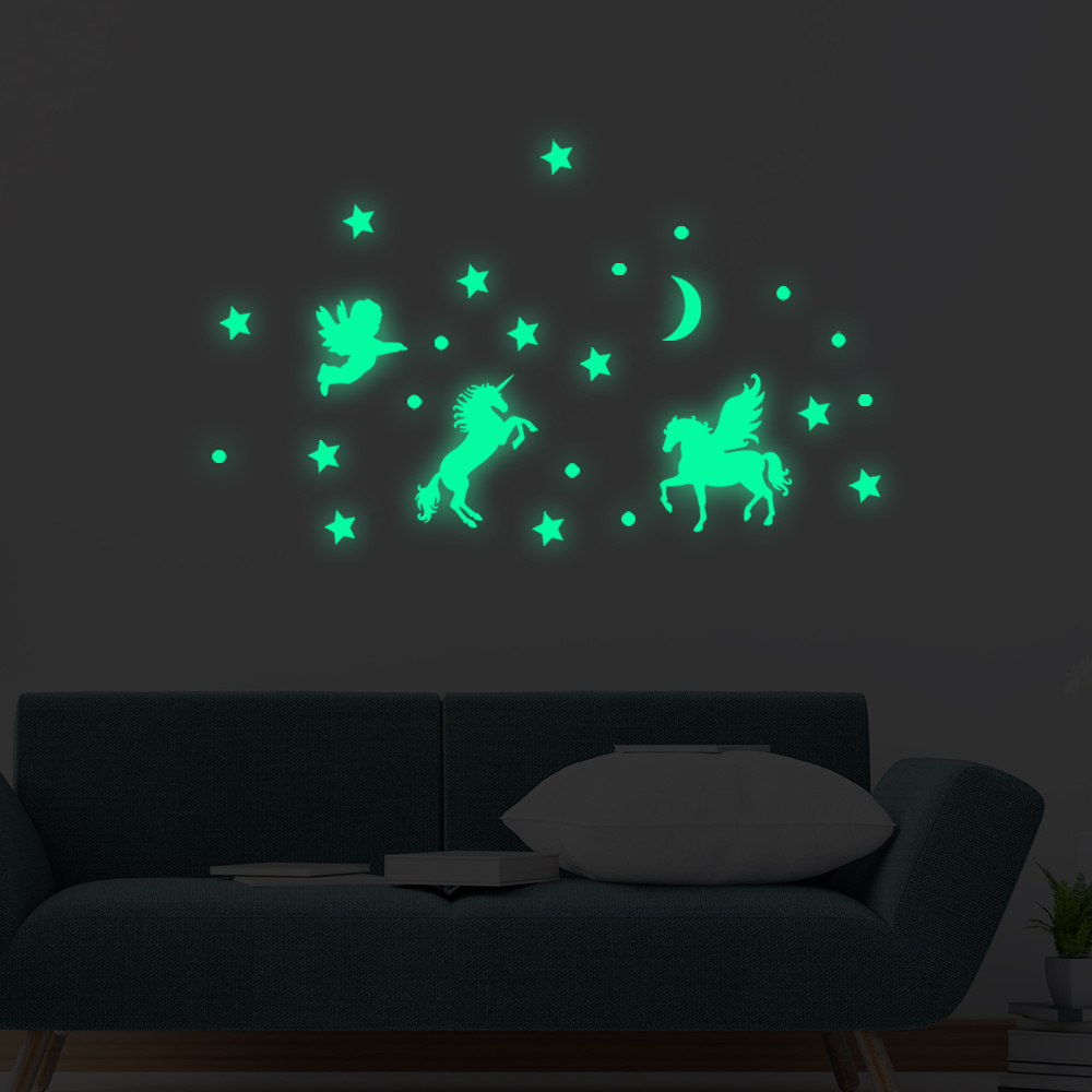 25pcs Moon Star Glow In The Dark Sticker Fairy Wall Decal Angel Decor
