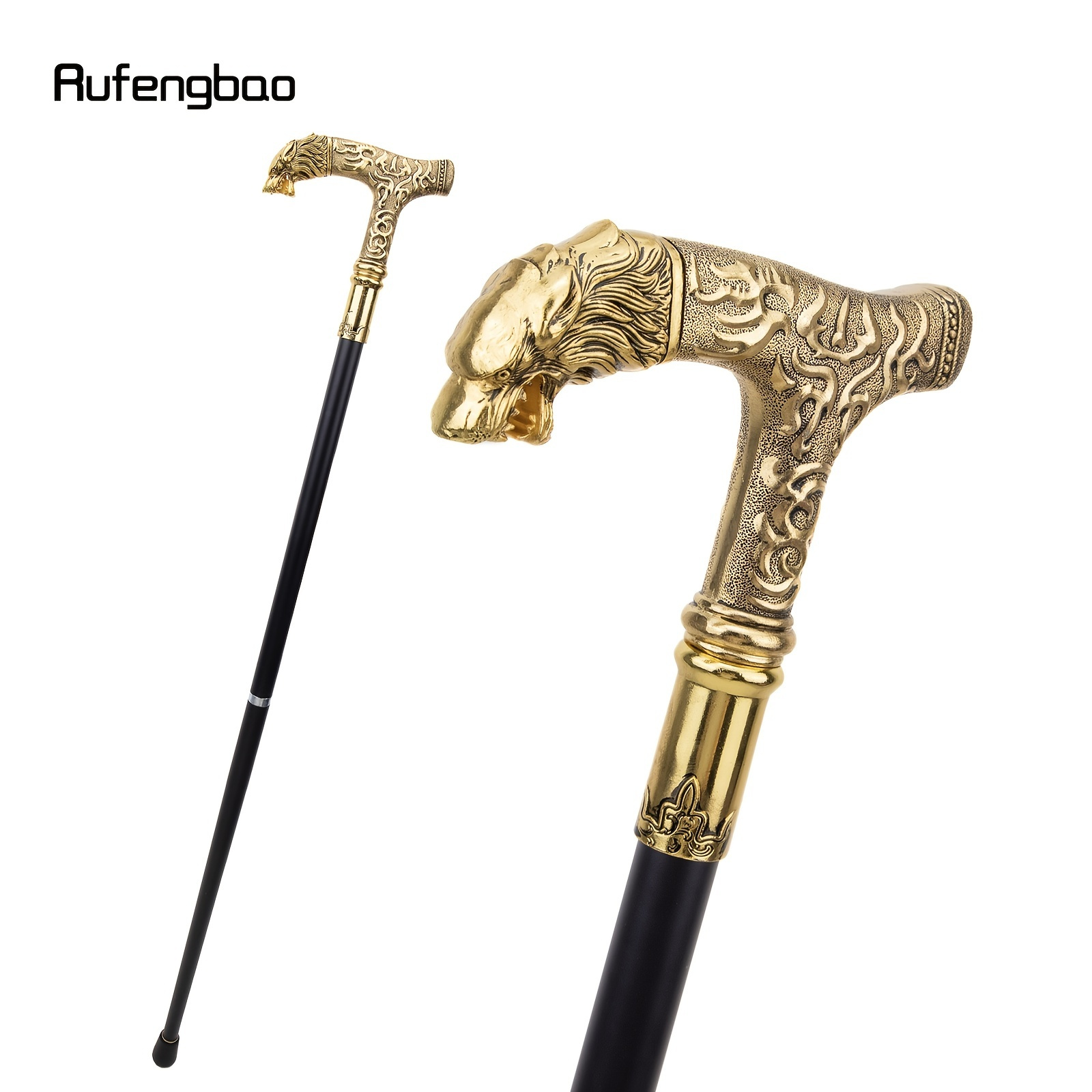 

1pc Golden Wolf Handle Luxury Pattern Walking Stick Party Fashion Elegant Walking Stick Decorative Cosplay Cane Knob Crosier 90cm/35.43''