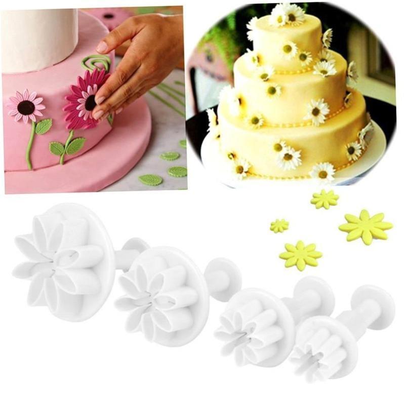 4pcs fondant molds flower shaped cookie molds diy cake   baking tools kitchen gadgets details 6