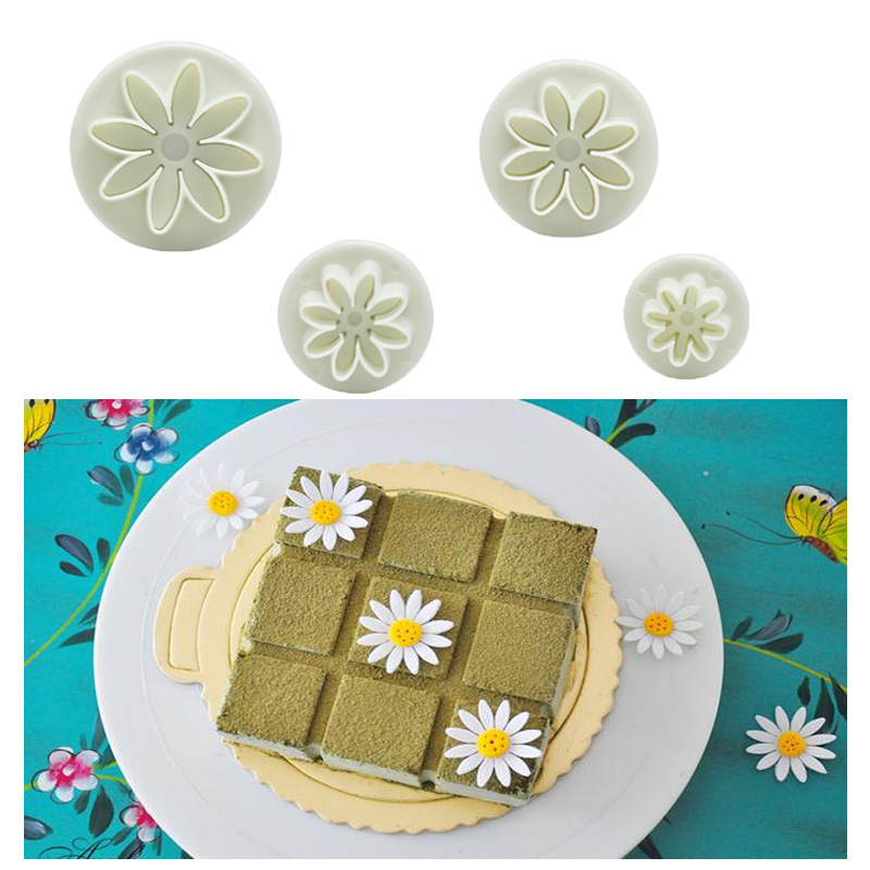 4pcs fondant molds flower shaped cookie molds diy cake   baking tools kitchen gadgets details 1