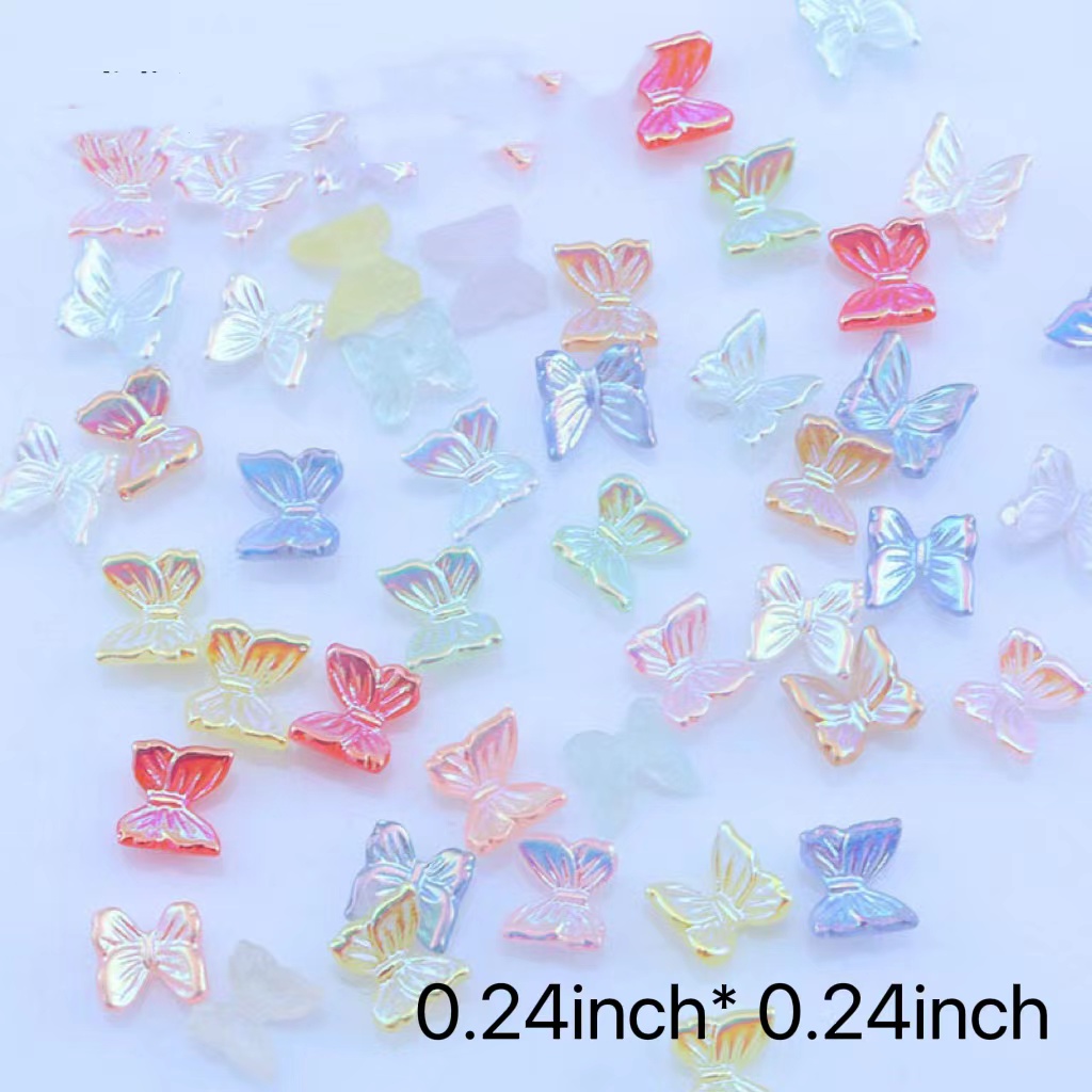 Mixed Kawaii Colorful 3d Crystal Butterfly Art Gems Flatback - Temu