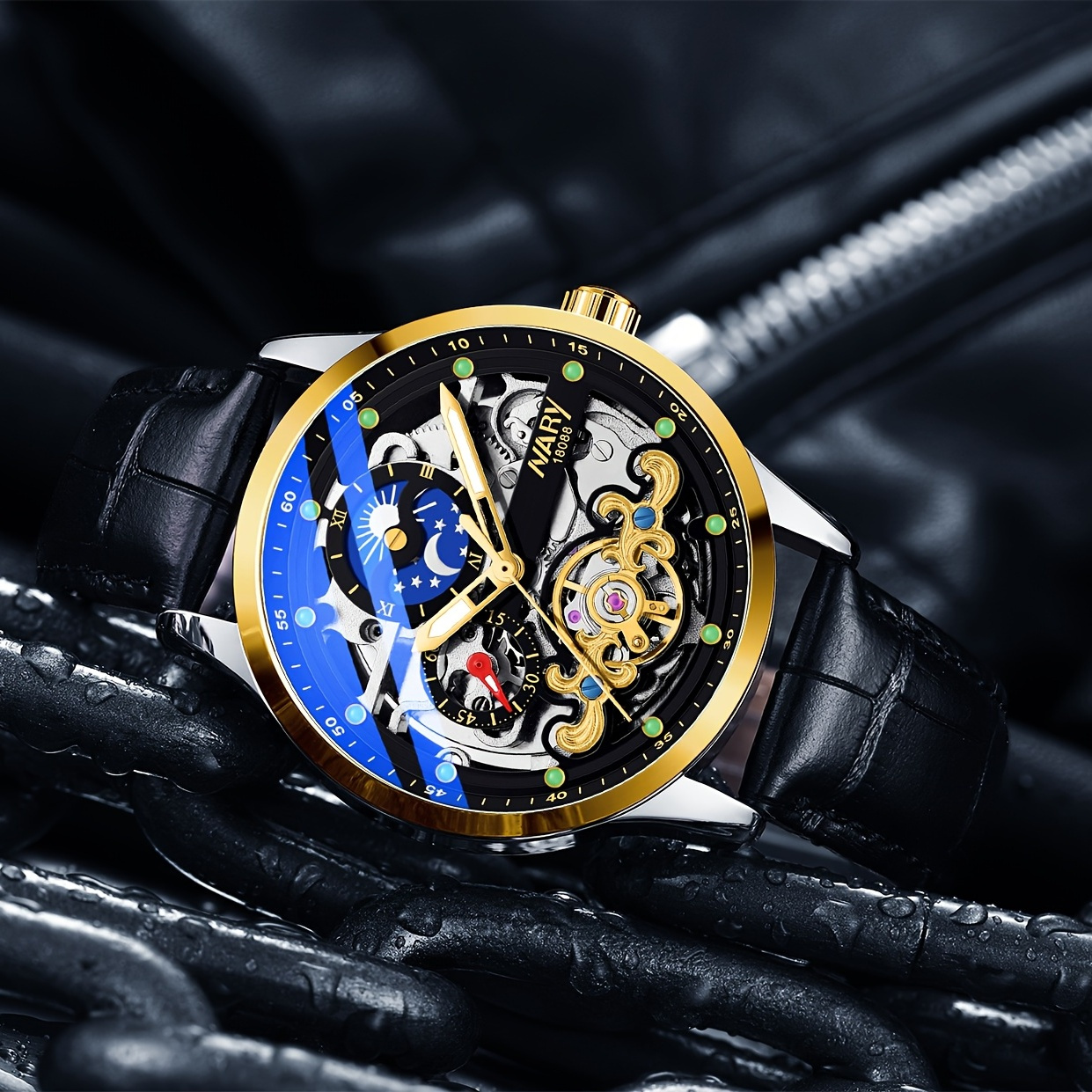 Watch Men's Mechanical Watch Belt Waterproof Skeleton Watch High