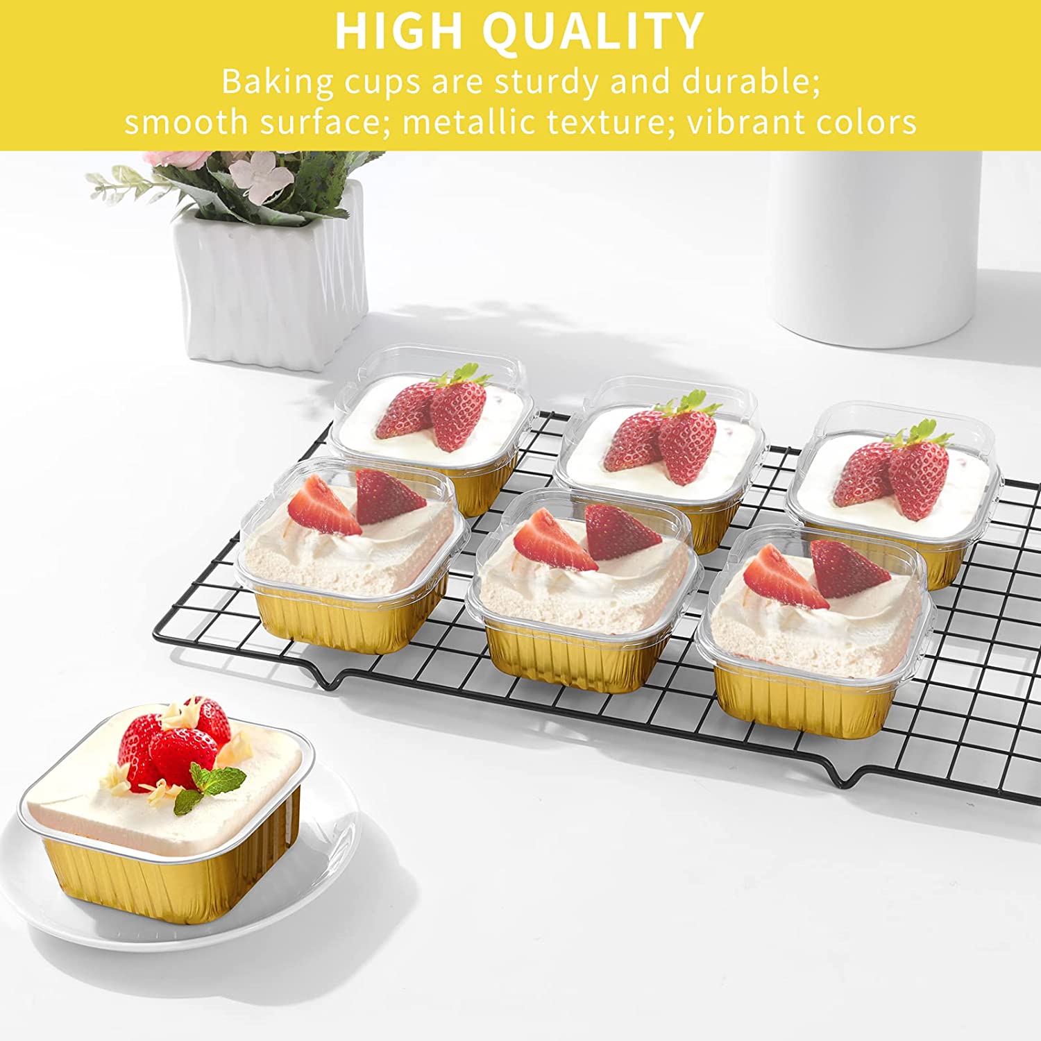 ful Aluminum Foil Baking Disposable Plastic Cake Containers 200ml  Rectangular Small Tin Cups For Desserts, Cheese, Bread Packaged With Lid  Perfect For Events And Parties 230626 From Bian10, $29.68