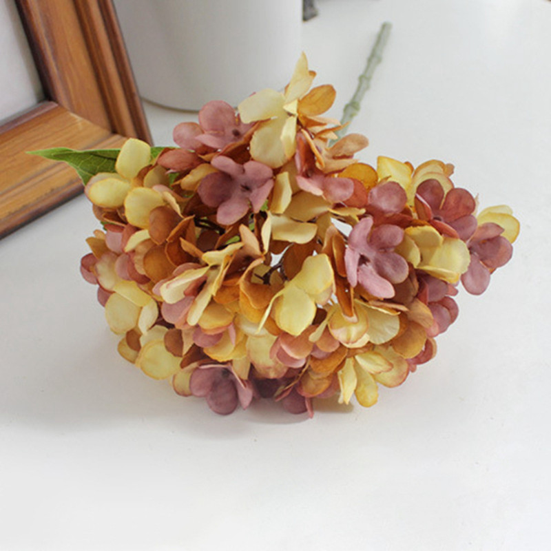 TOPIA Silk Fall Flowers Artificial Silk Dried Hydrangea Flowers Artificial  Fall Flowers Bouquet Dried Flowers Autumn Decorations for Office and Home(6
