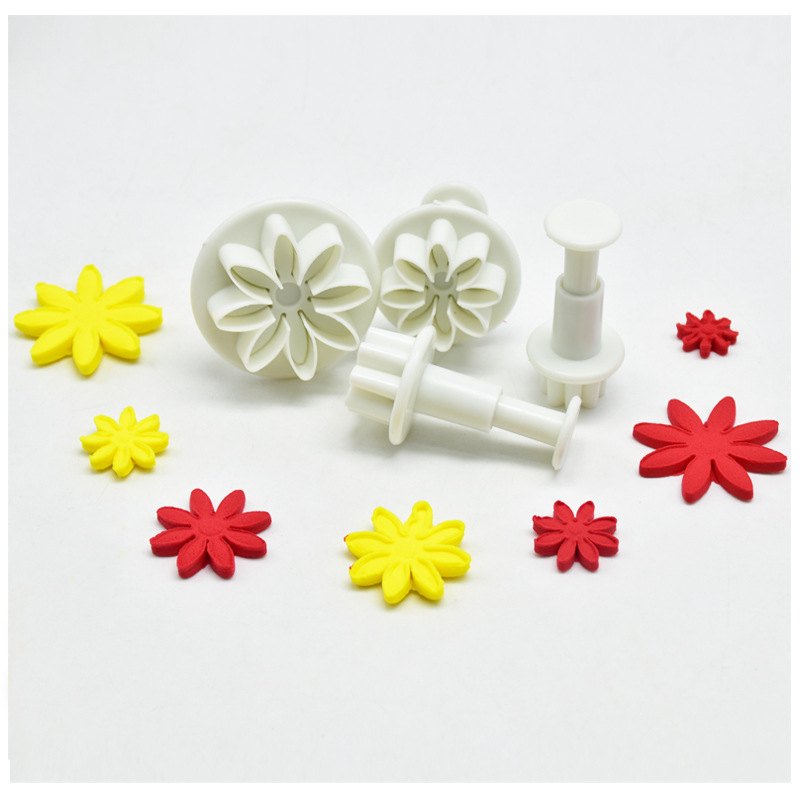 4pcs fondant molds flower shaped cookie molds diy cake   baking tools kitchen gadgets details 8