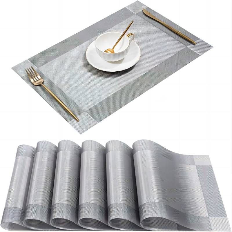 Elegant Placemats for Dining Table Washable Table Mats (Silver, 6