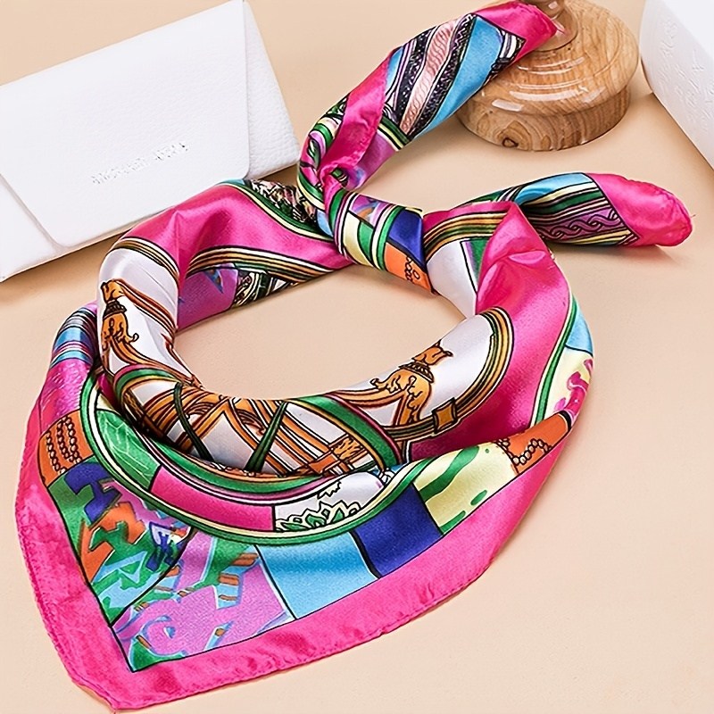 

23.62" Imitation Silk Square Scarf Bandana For Women, Multi-purpose Gift Bandana, Women Headband Scarf Head Wrap Scarf, Gifts For Mom