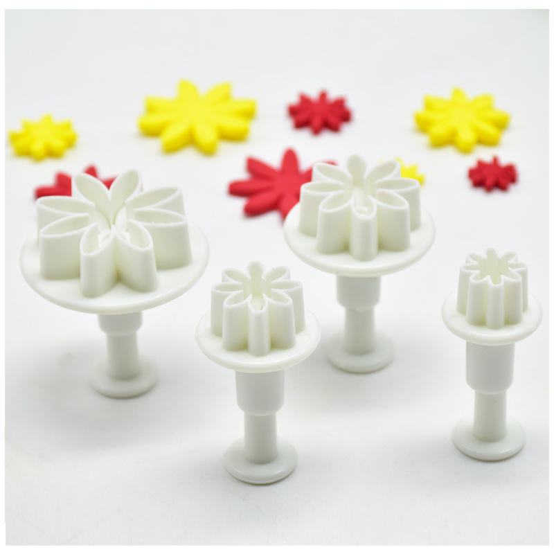 4pcs fondant molds flower shaped cookie molds diy cake   baking tools kitchen gadgets details 7