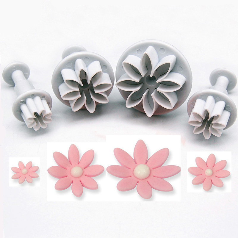 4pcs fondant molds flower shaped cookie molds diy cake   baking tools kitchen gadgets details 9