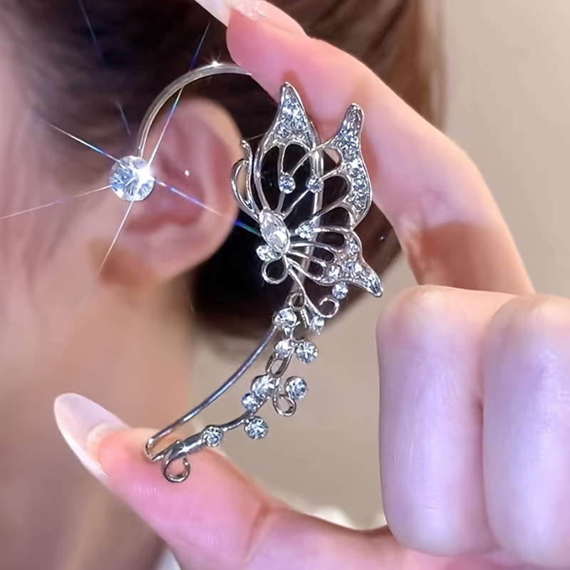 

Ladies Fashion Zicron Butterfly Earrings Without Pierced Wearable Elf Earrings