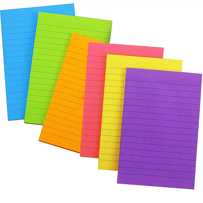 Creatiburg Big Sticky Notes Lined 6x8 inches 12 Pads/Pack 50 Sheets/Pad  Large Self-Stick Note Pads with Lines, 6 Bright Colors Easy Post  Individually