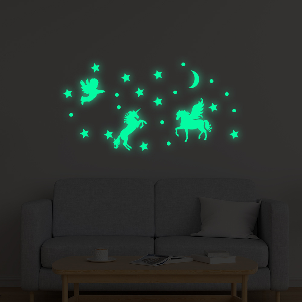 25pcs Moon Star Glow In The Dark Sticker Fairy Wall Decal Angel Decor