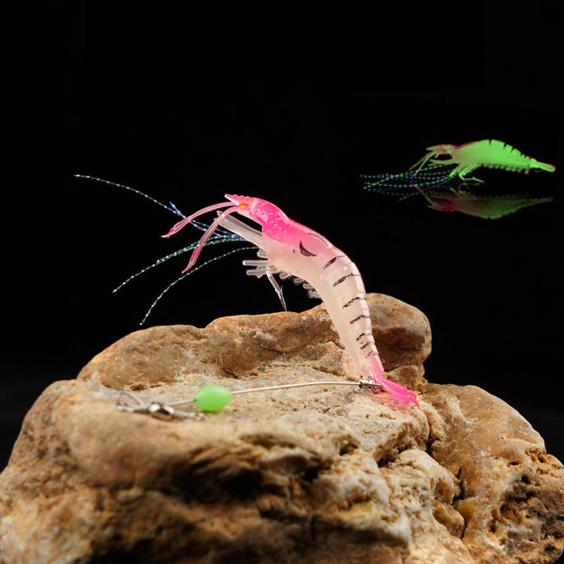 1Pc Shrimp Lure with Hooks, Luminous Soft Fishing Lures Shrimp