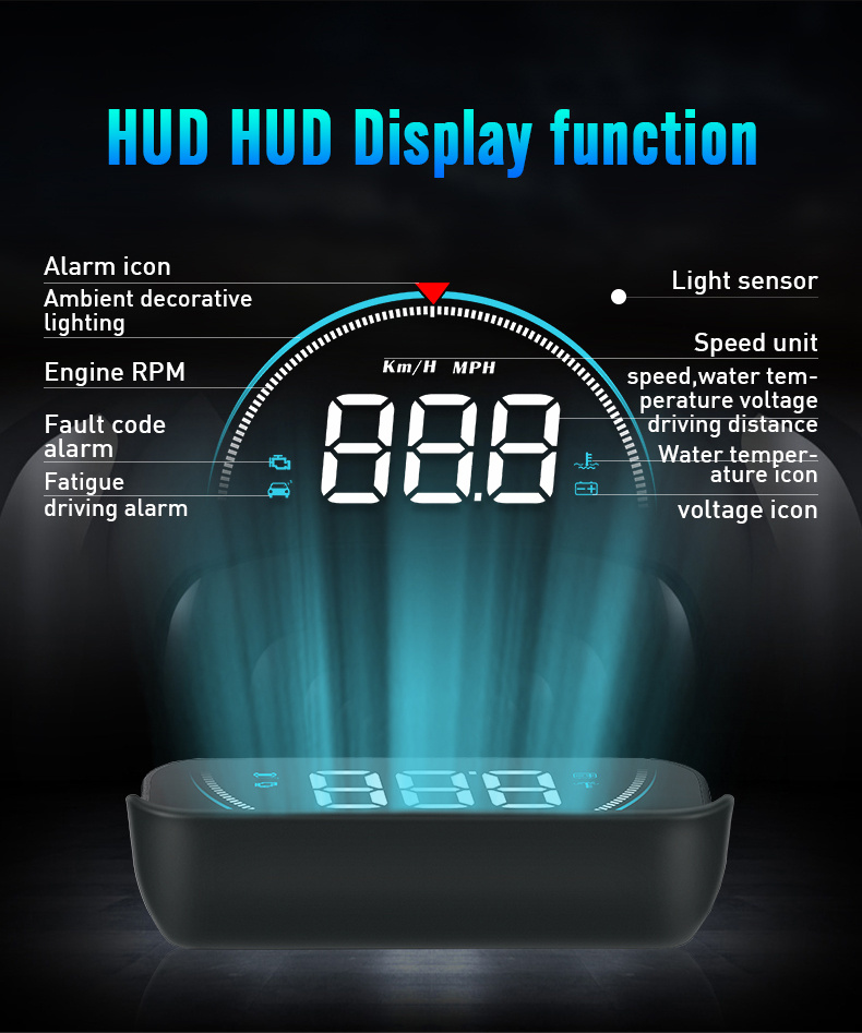 m8 obd2 gps car projector mph kmh auto hud speedometer windshield 3 5 screen size hd car head up display alarm accessories details 3