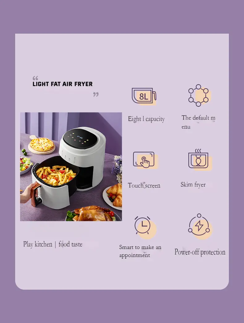 8 liters 2 gallons home air electric fryer machine electric oven integrated multifunctional automatic intelligent oil free air fryer details 4