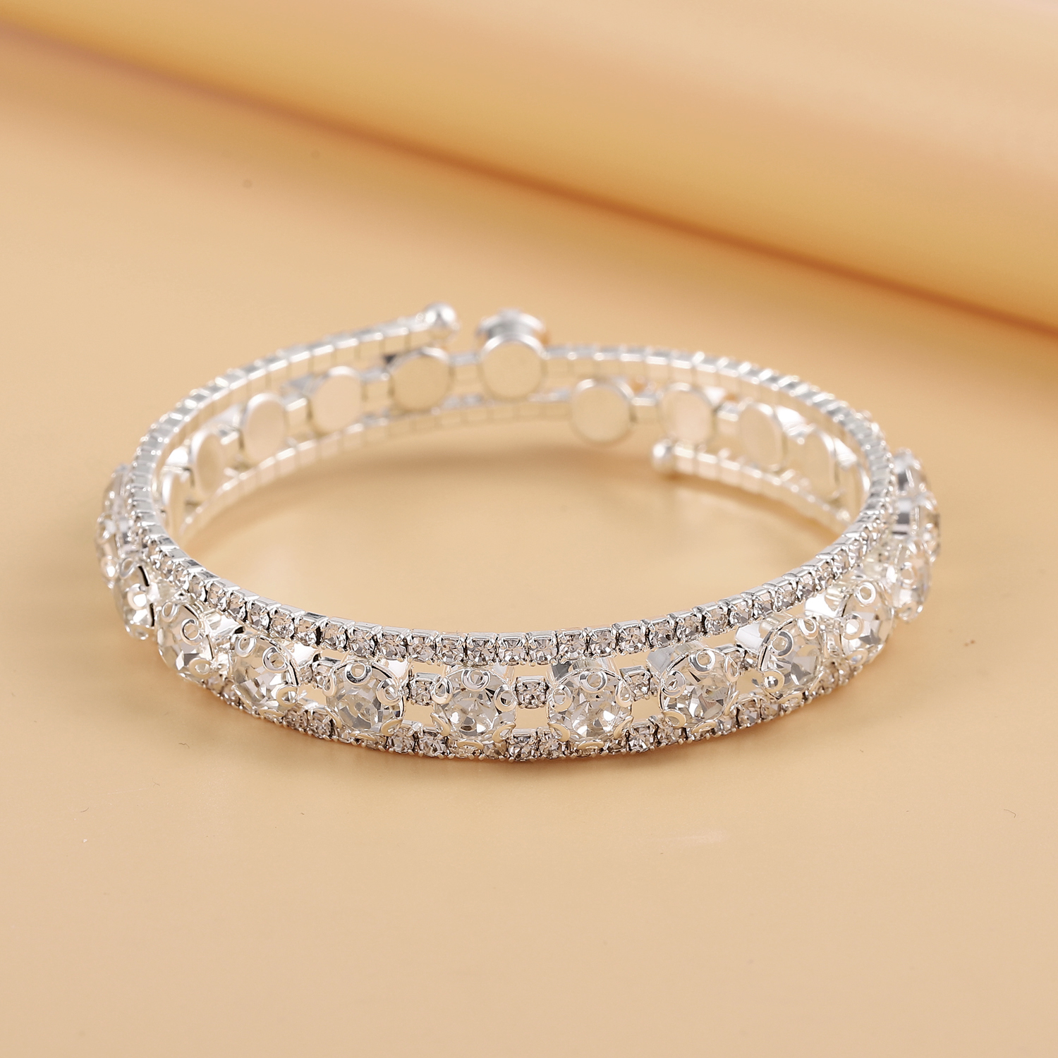 Large Stone Crystal (Diamond) Bracelet - Silver