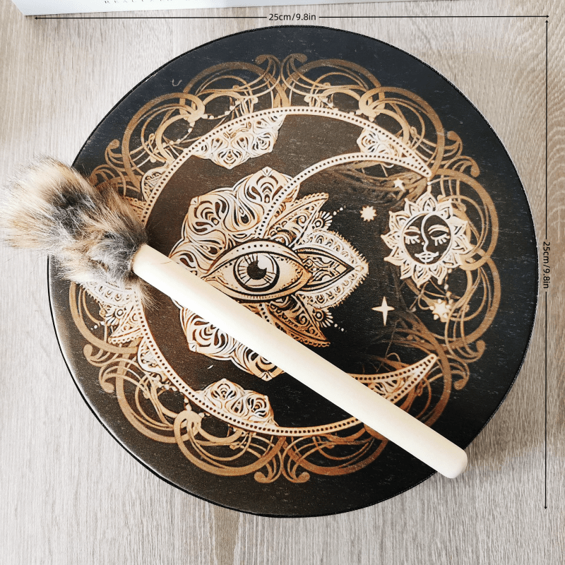 Ritual Shaman Drum - Wooden Shaman Drums With Drumstick, Vintage Color Hand Drum | Sound Healing Tool For Meditation, Decorative Shaman Hand Drum