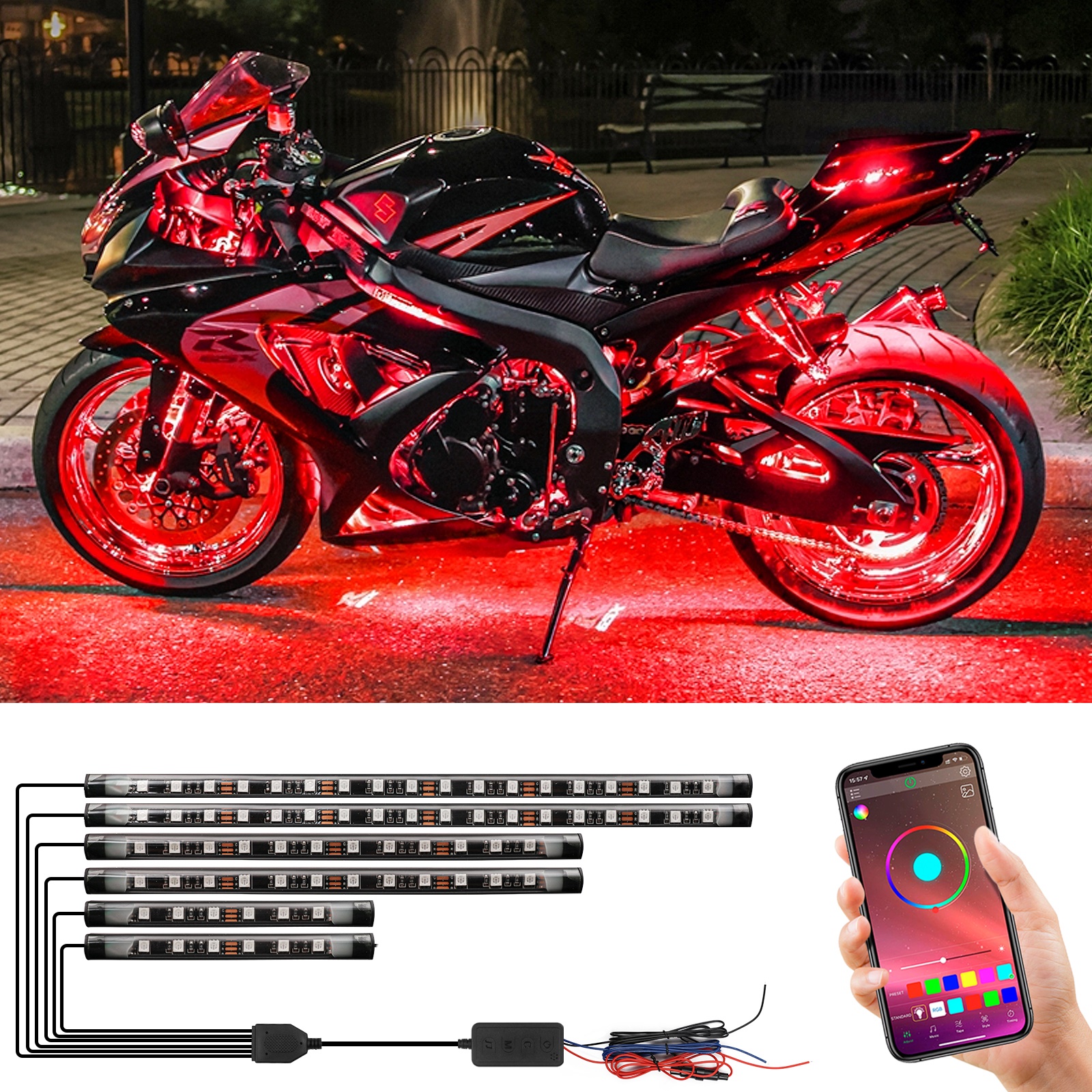 Motorcycle Led Light Kit Wireless Rgb Motorcycle Strip - Temu